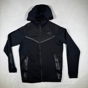 Venum Black Full Zip Hoodie Athletic Track Jacket Size S Gym Training